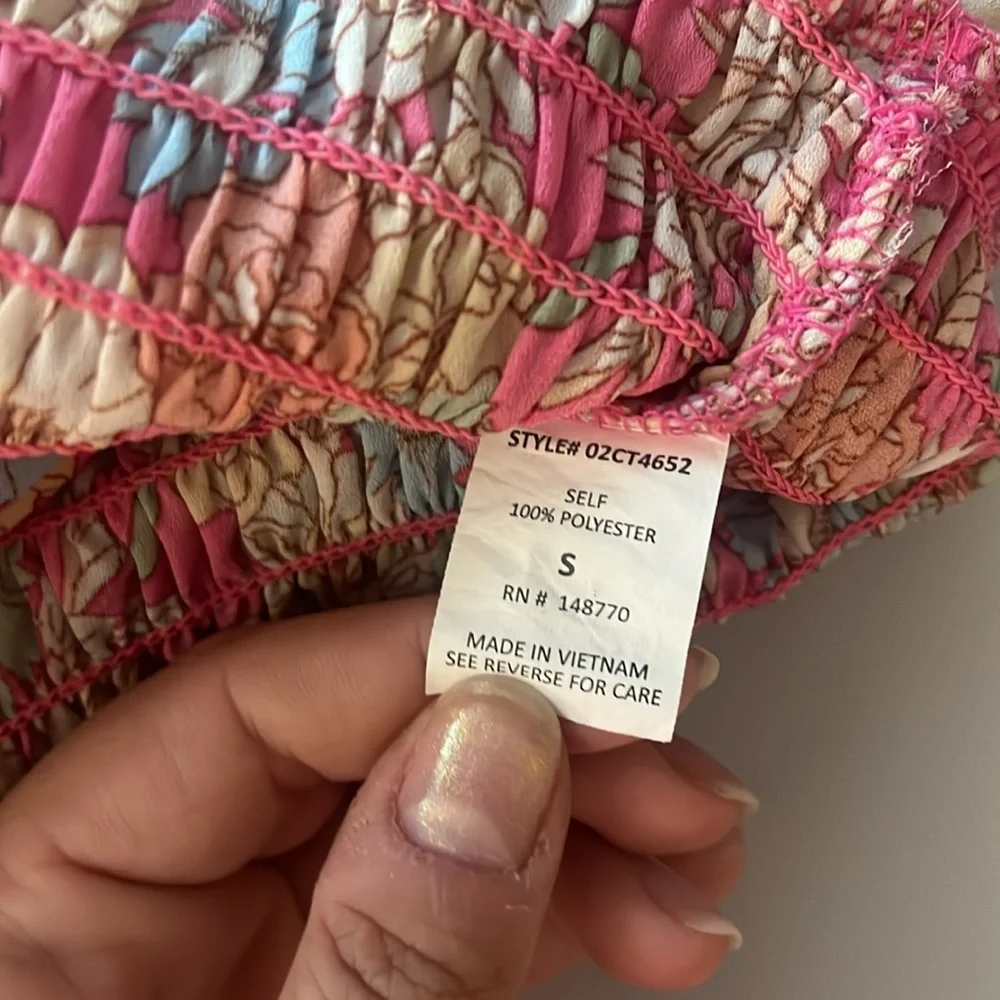Sienna Sky Pink floral Ruffled Bustier Camisole tank top - Picture 7 of 9